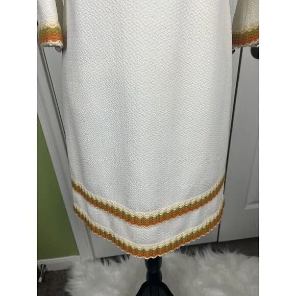 Vintage 1970s Ivory‎ Embroidered Tunic Dress Women’s Size 36/6 - Picture 3 of 9